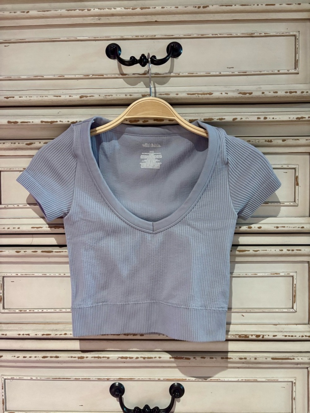 wild fable Ribbed V-Neck Crop Top - Light Lavender